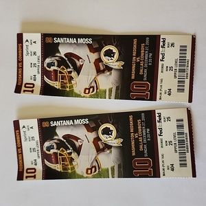 2009 Washington Redskins vs. Dallas Cowboys Official NFL Ticket Stub
